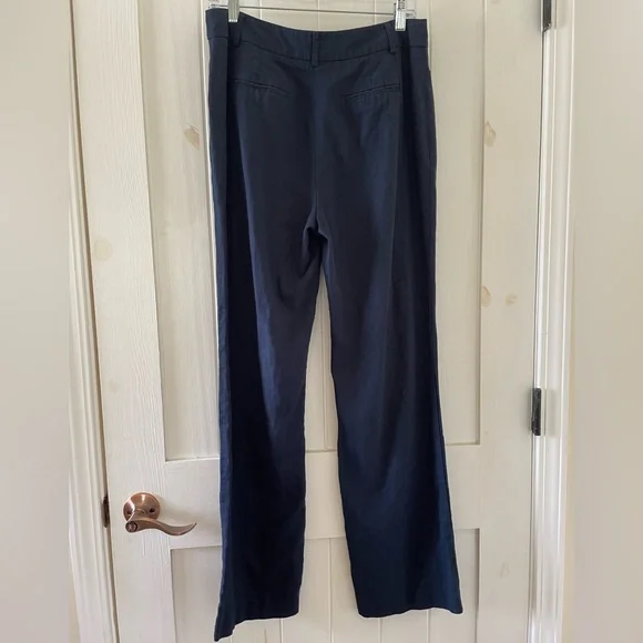 Women’s Cato Hi-Rise Strait leg Linen Blend Navy Pants Trousers size 10 - Picture 3 of 8